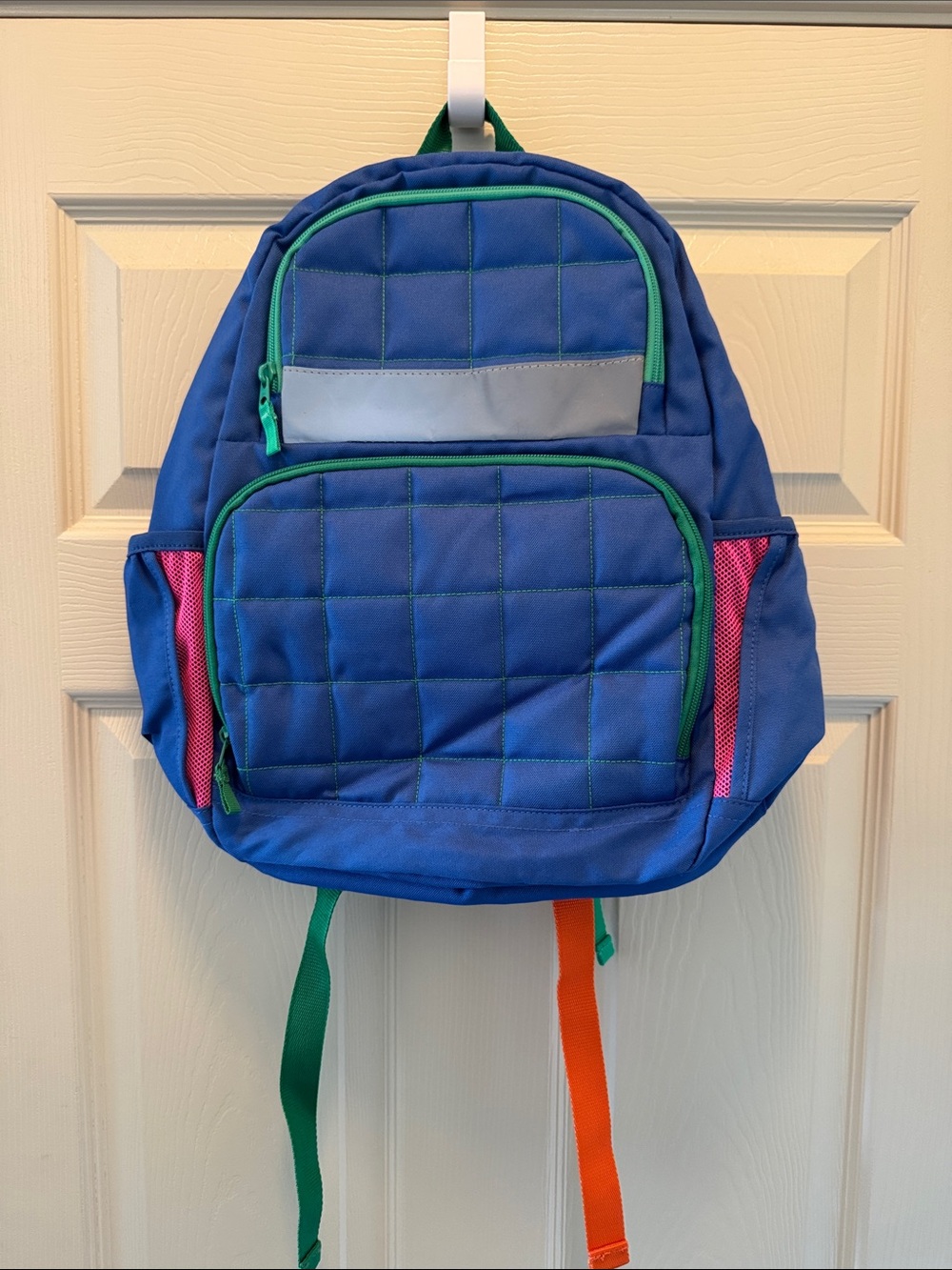Cat & Jack Blue Quilted Backpack with Green, Pink and Orange Accents